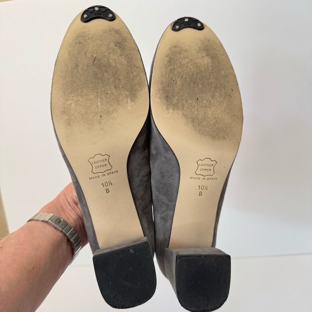 FRENCH SOLE Wave Suede Anthracite Gray Block Heel Pumps 2.5” with Box Size 10.5 - Picture 8 of 15